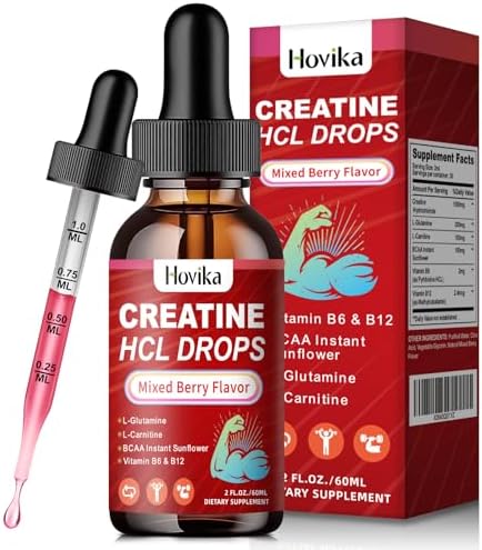 Creatine HCL Liquid Drops for Men & Women, Creatine Hydrochloride with L-Carnitine, L-Glutamine, BCAA, Vitamin B12 & B6 for Muscle Growth & Recovery-Vegan, Mixed Berry Flavor Flavor, 2 Fl Oz - Image 2