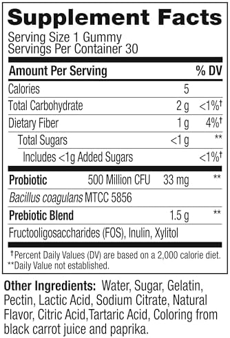 OLLY Probiotic + Prebiotic Gummy, Digestive Support and Gut Health, 500 Million CFUs, Fiber, Adult Chewable Supplement for Men and Women, Peach, 30 Day Supply - 30 Count - Image 7