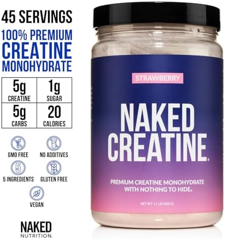 NAKED Creatine - Strawberry Flavored Creatine Monohydrate - Real Strawberry Powder, No Additives, Muscle Growth, Vegan, Non-GMO, Gluten Free, Soy Free - 45 Servings - Image 3