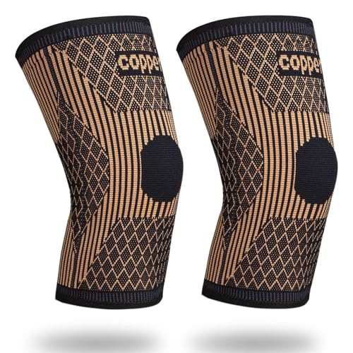 Knee Brace for Women & Men1 Pair, Copper Knee Braces for Knee Pain and Support, Copper Ions Fiber Compression Knee Sleeve for Running, Meniscus Tear, ACL, Joint Pain Relief (2, Large) - Image 3