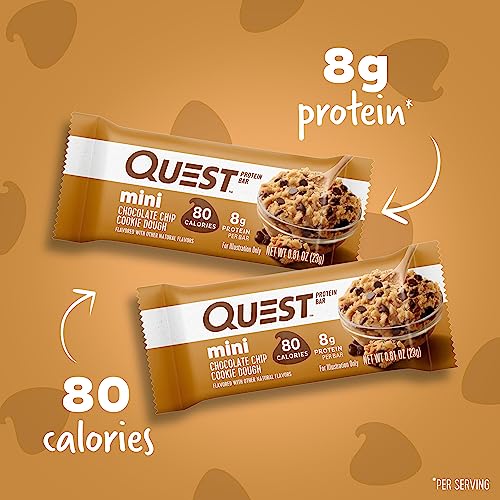 Quest Nutrition Mini Chocolate Chip Cookie Dough Protein Bars, 8g Protein, 1g Sugar, 2g Net Carbs, Gluten Free, 14 Count - Image 5