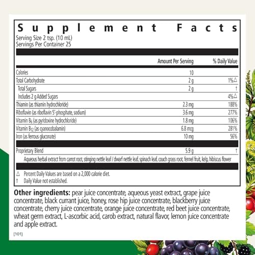 Floradix Iron & Herbs - Liquid Herbal Supplement for Energy Support - Iron Supplement with Vitamin C & Vitamin B Complex - for Men & Women - 8.5 fl oz - Image 3