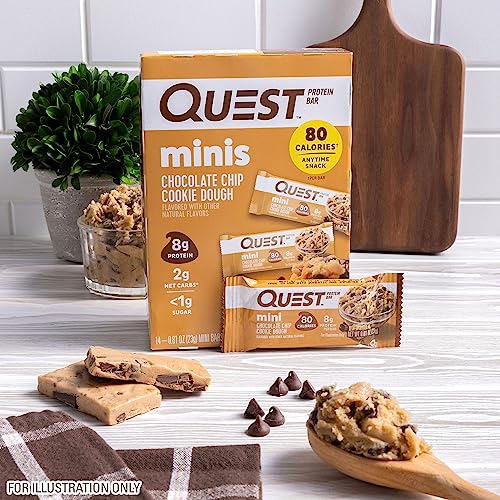Quest Nutrition Mini Chocolate Chip Cookie Dough Protein Bars, 8g Protein, 1g Sugar, 2g Net Carbs, Gluten Free, 14 Count - Image 7