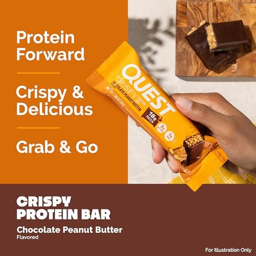 Quest Nutrition Crispy Chocolate Peanut Butter Hero Protein Bar, 18g Protein, 1g Sugar, 3g Net Carb, Gluten Free Protein Snack, Keto Friendly, 12 Count - Image 6