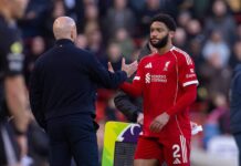 Arne Slot talks up Joe Gomez and long throw speciality – “Works so hard to be fit”