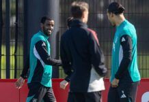 Spotted: Alexander Isak pictured training outdoors at the AXA Training Centre