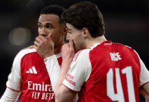 Declan Rice and Gabriel train with Arsenal ahead of trip to Sporting